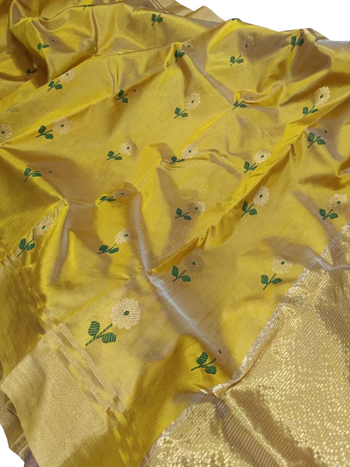 Yellow Handloom Chanderi Pure Silk Saree