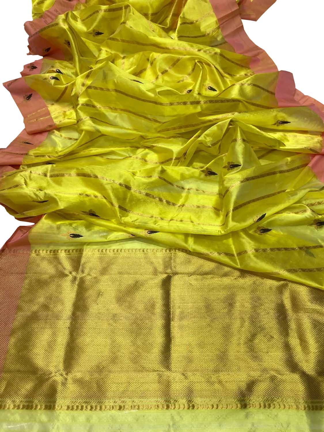 Yellow Handloom Chanderi Pure Silk Saree