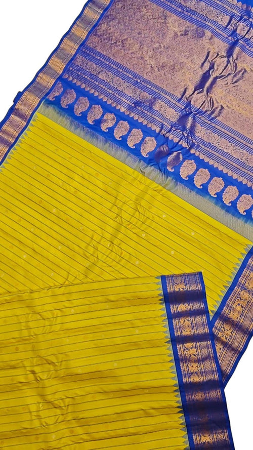 Yellow Handloom Gadwal Pure Silk Saree