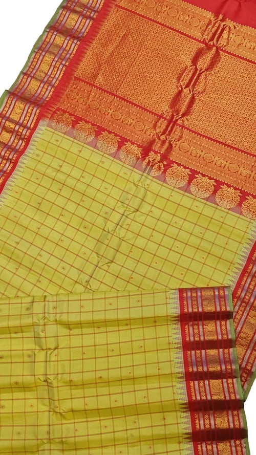 Yellow Gadwal Pure Silk Saree Handloom Woven Festive