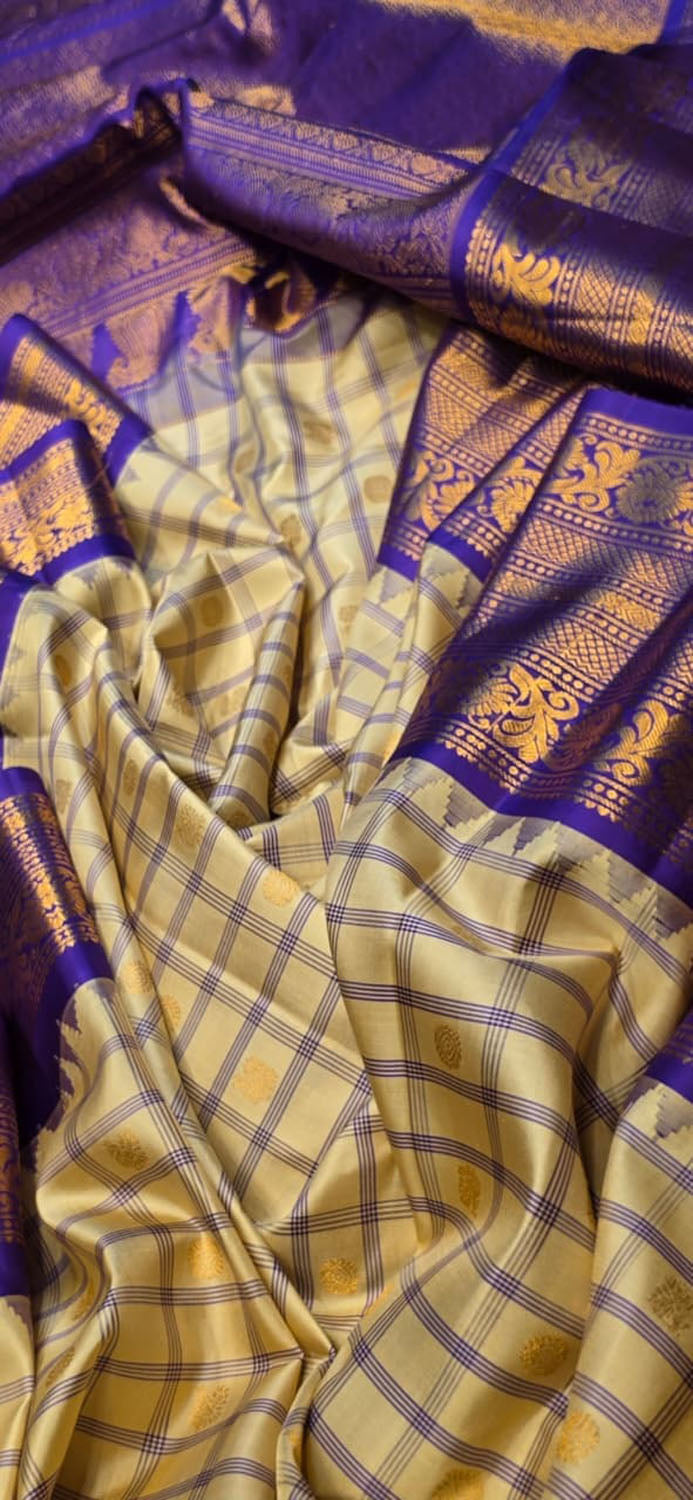 Yellow Handloom Gadwal Pure Silk Saree