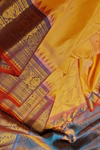 Yellow Gadwal Silk Handloom Saree Pure Silk Festive Wear
