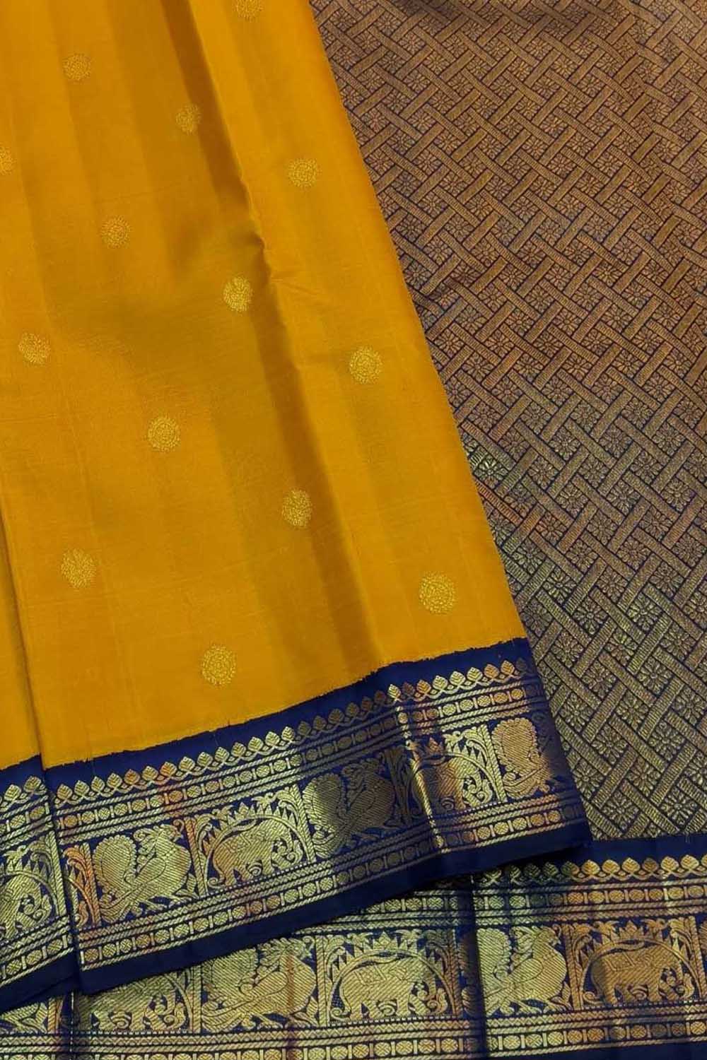 Yellow Handloom Kanjeevaram Pure Silk Saree