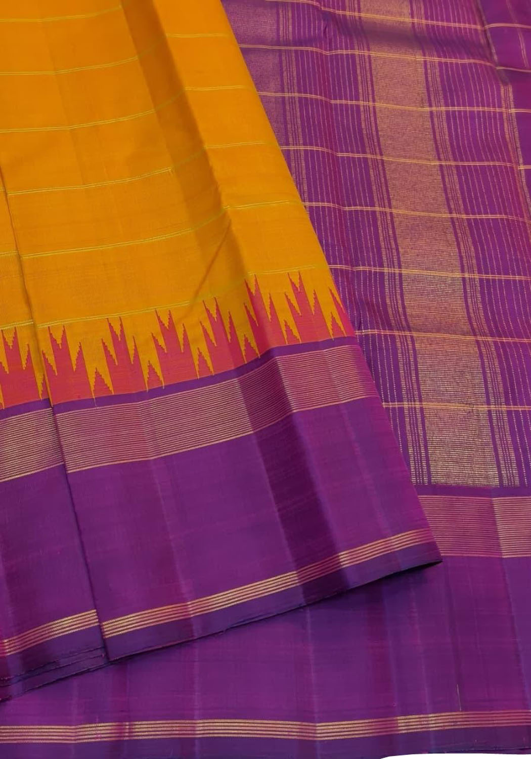 Yellow Handloom Kanjeevaram Pure Silk Saree
