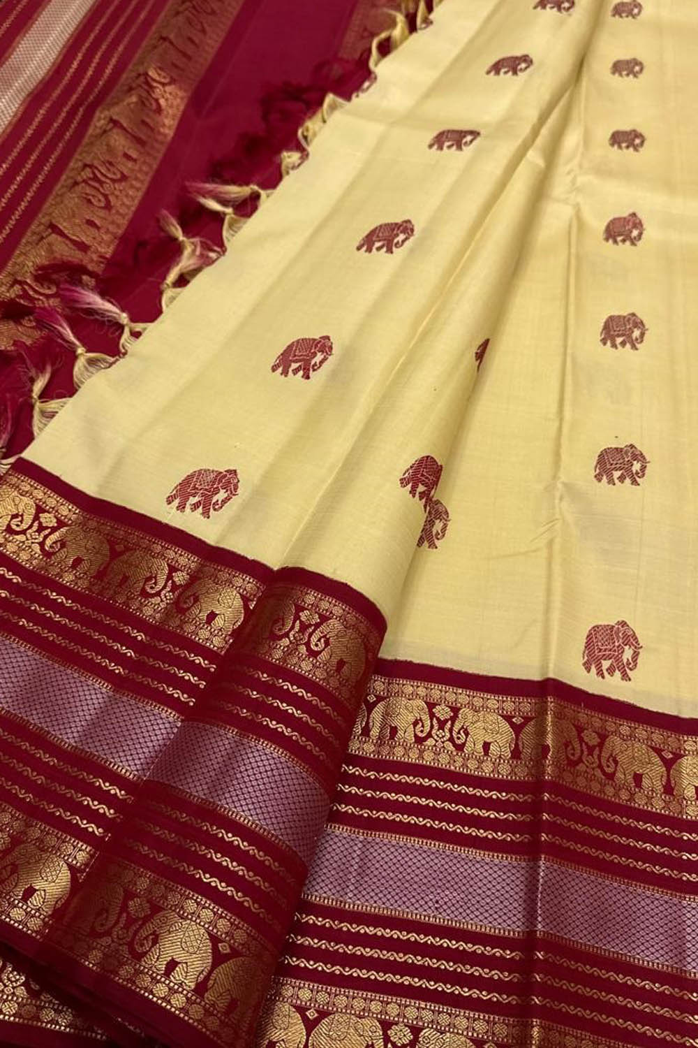 Yellow Kanjeevaram Pure Silk Saree Handloom Woven Wedding