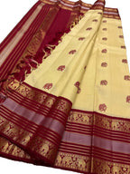 Yellow Kanjeevaram Pure Silk Saree Handloom Woven Wedding