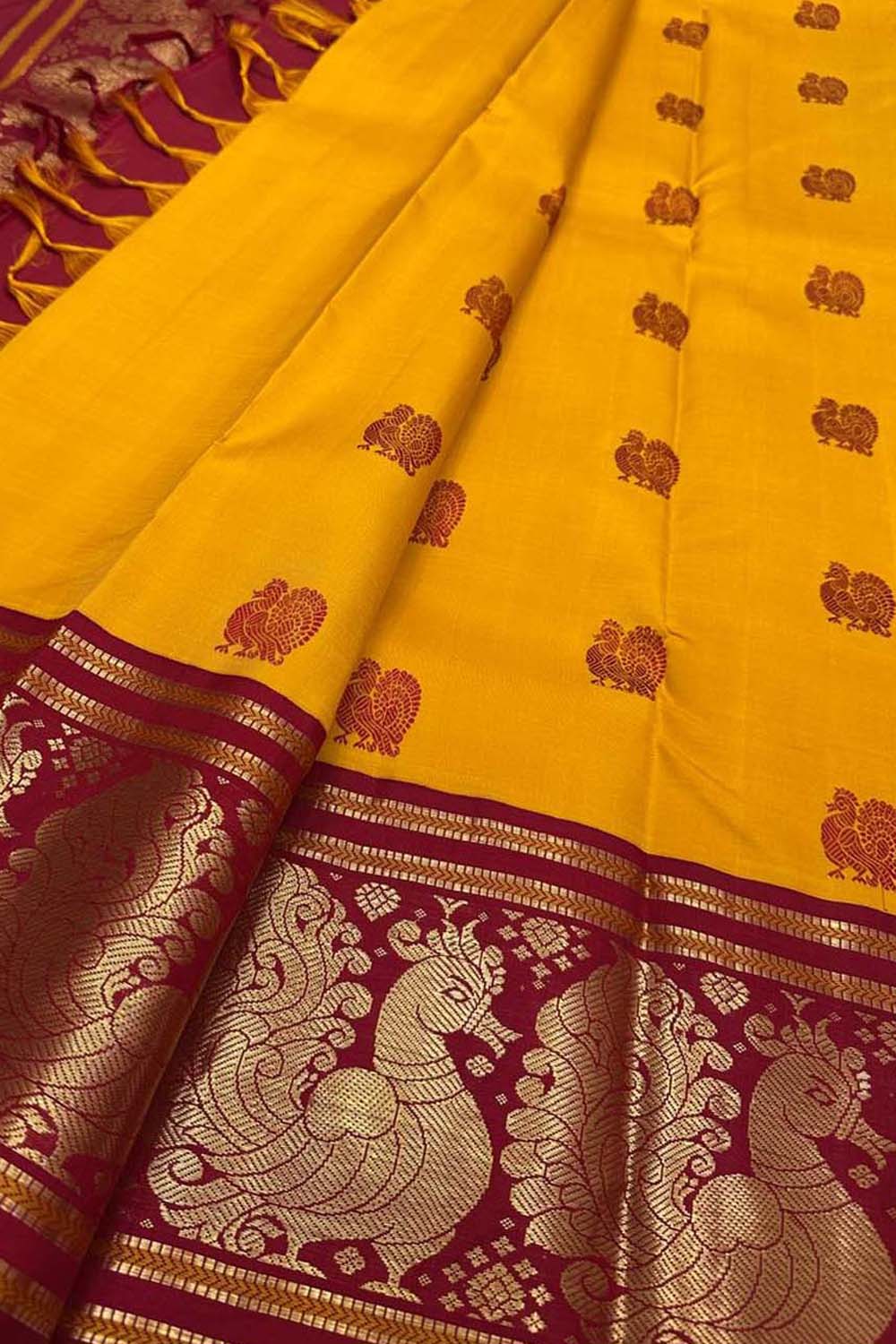 Yellow Handloom Kanjeevaram Pure Silk Saree