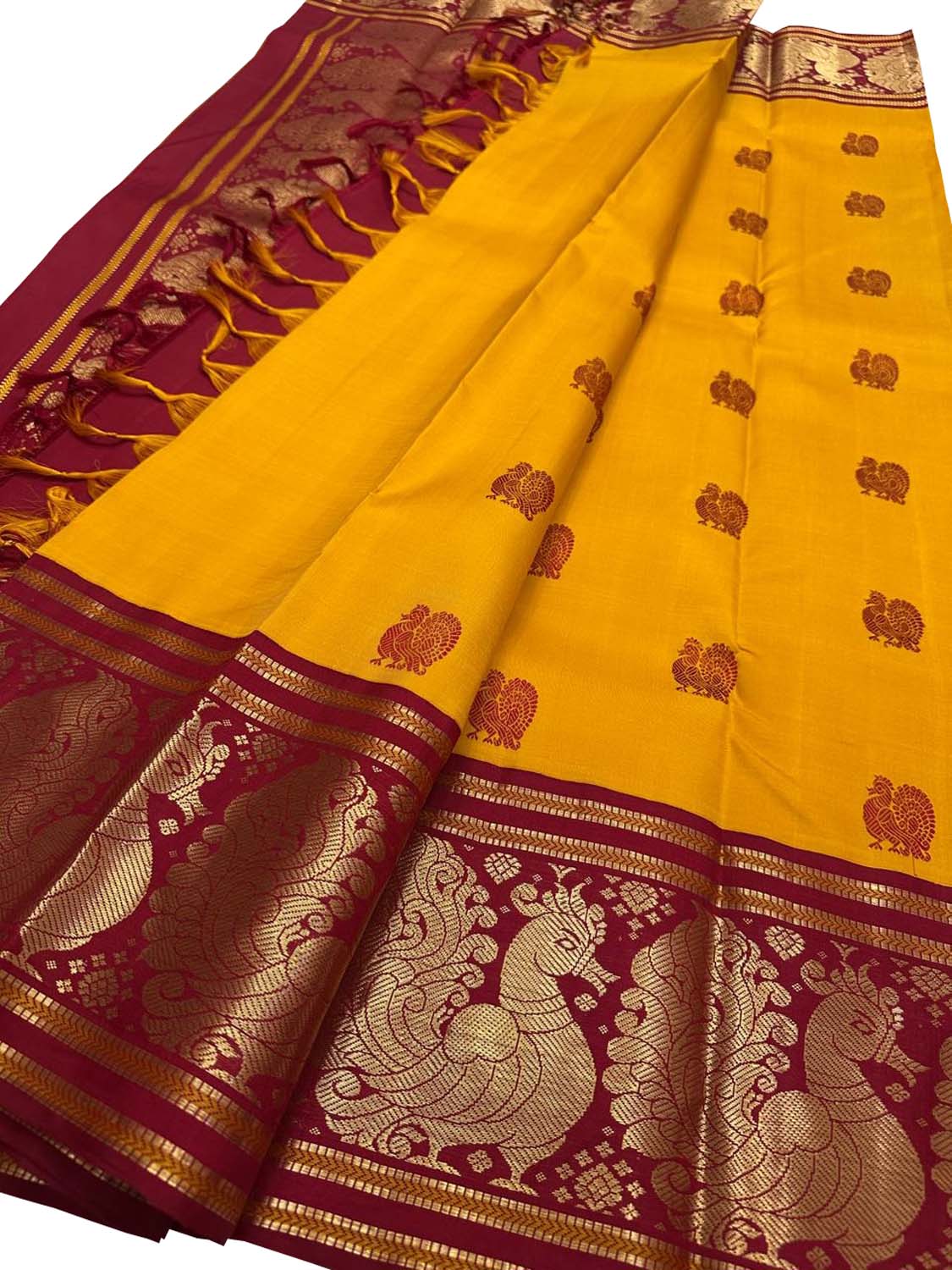 Yellow Handloom Kanjeevaram Pure Silk Saree
