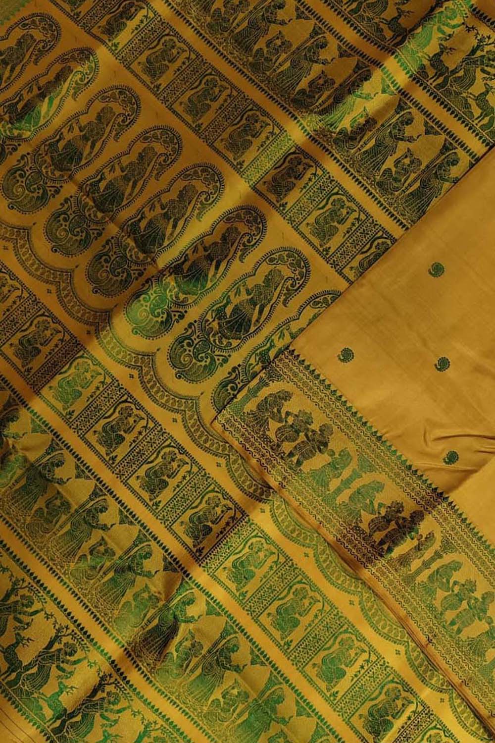 Yellow Swarnachari Pure Silk Saree — Handloom Weave, Festive & Wedding