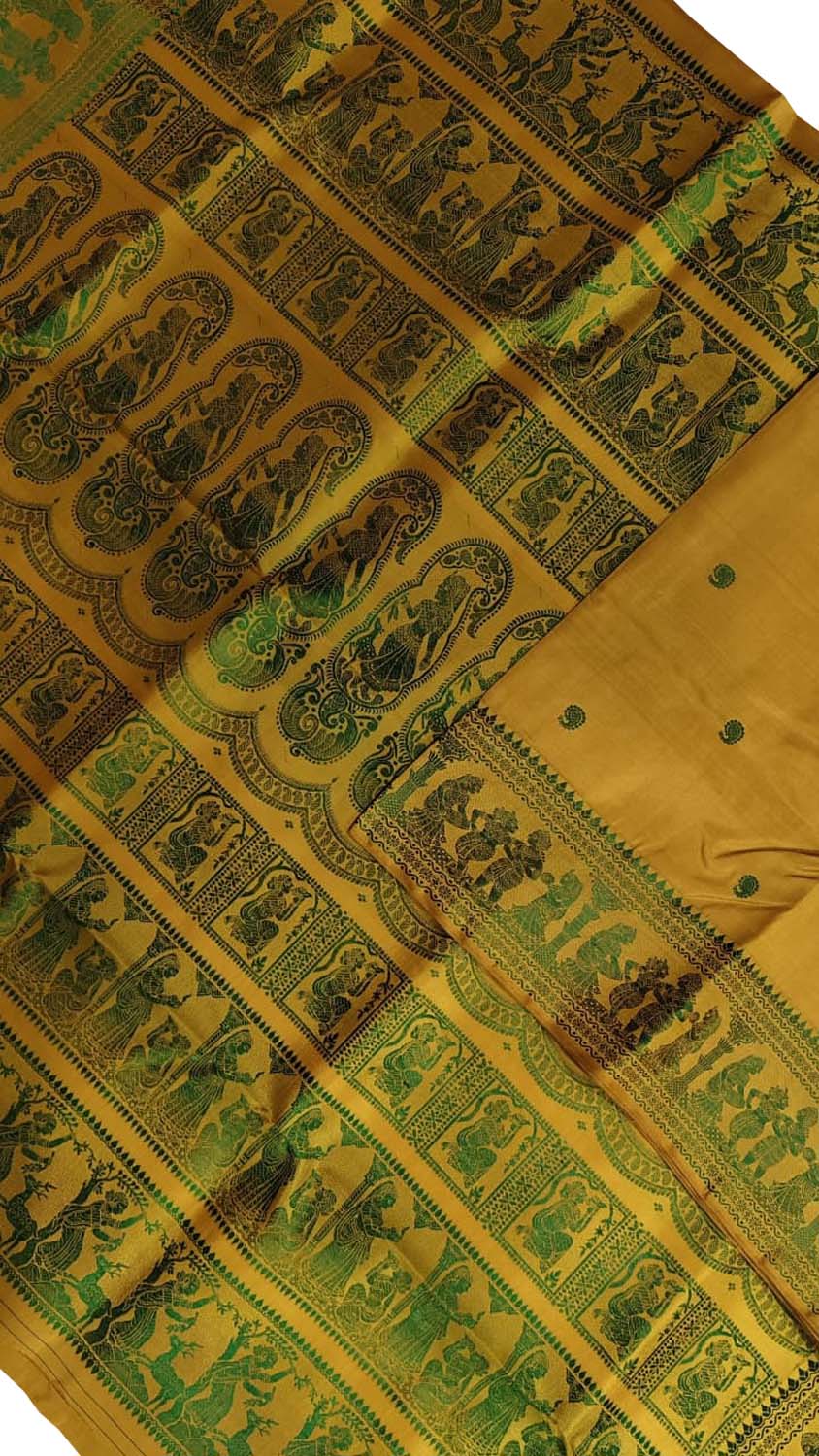 Yellow Swarnachari Pure Silk Saree — Handloom Weave, Festive & Wedding