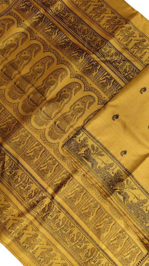 Yellow Swarnachari Silk Saree — Handloom Pure Silk, Festive & Wedding