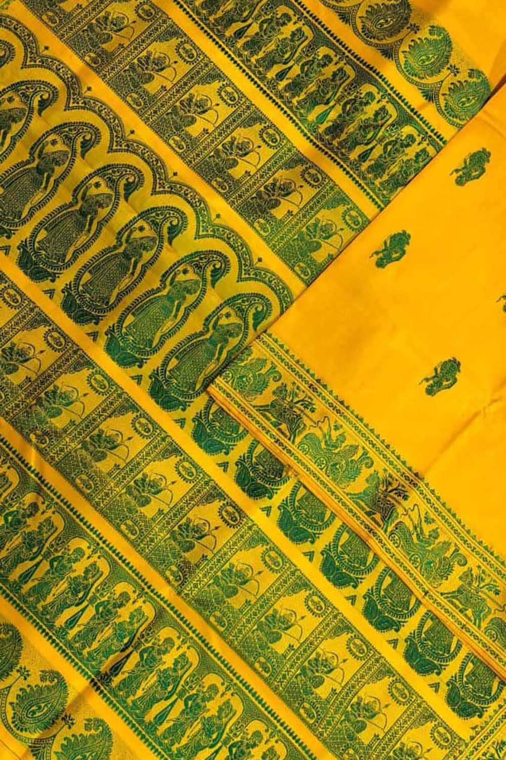 Yellow Swarnachari Pure Silk Saree — Handloom Zari Weave, Festive Wear