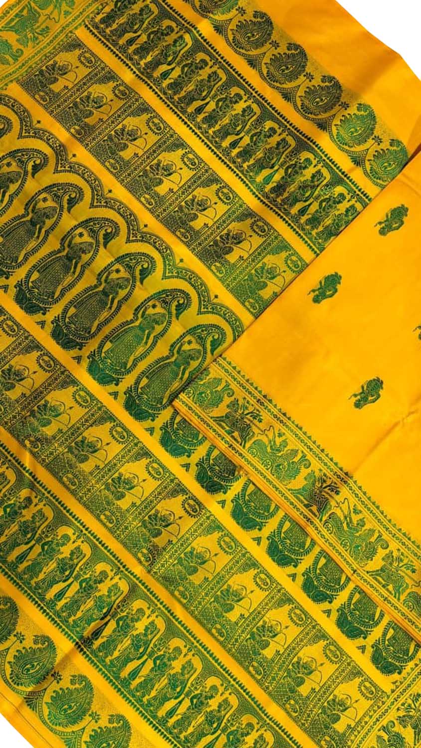 Yellow Swarnachari Pure Silk Saree — Handloom Zari Weave, Festive Wear