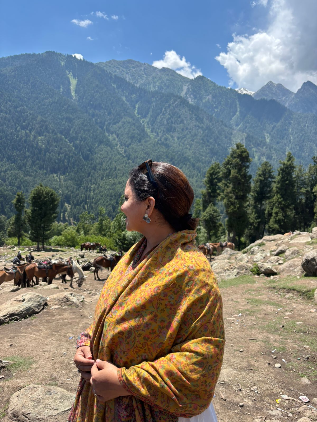 Yellow Kashmiri Pashmina Shawl—Vintage Buta Needle Work, Festive & Ethnic Wear