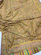 Yellow Kashmiri Pashmina Shawl—Vintage Buta Needle Work, Festive & Ethnic Wear