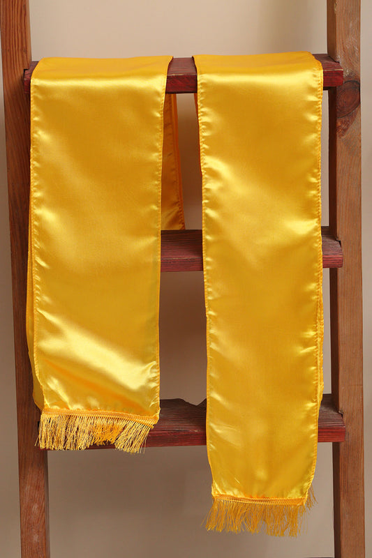 Luxurion World’s Yellow plain unisex silk printed stole bring timeless elegance, making every wedding, anniversary, birthday, or celebration special by welcoming guests with warmth and grace. - Luxurion World