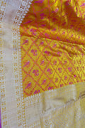 Yellow Pure Katan Silk Banarasi Handloom Saree