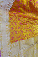 Yellow Pure Katan Silk Banarasi Handloom Saree