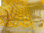 Yellow Pure Katan Silk Banarasi Saree Handloom Festive Wear