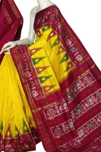 Yellow Pure Silk Pochampalli Ikat Handloom Saree