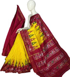 Yellow Pure Silk Pochampalli Ikat Handloom Saree