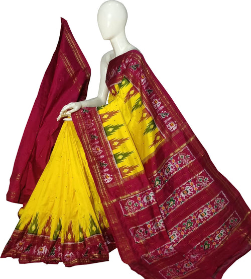 Yellow Pure Silk Pochampalli Ikat Handloom Saree