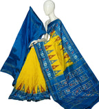Yellow Pure Silk Pochampalli Ikat Handloom Saree