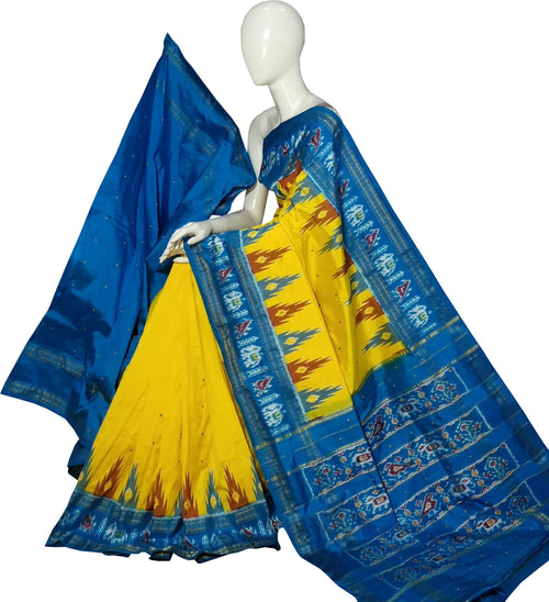 Yellow Pure Silk Pochampalli Ikat Handloom Saree