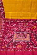 Yellow Patan Patola Single Ikat Pure Silk Saree Handloom Festive