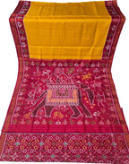 Yellow Patan Patola Single Ikat Pure Silk Saree Handloom Festive