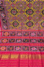Yellow Patan Patola Single Ikat Pure Silk Saree Handloom Wedding