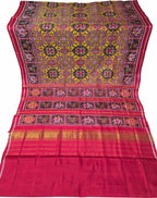 Yellow Patan Patola Single Ikat Pure Silk Saree Handloom Wedding