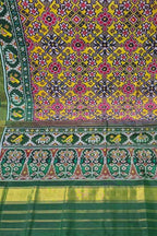 Yellow Patan Patola Single Ikat Pure Silk Saree Handloom Celebration