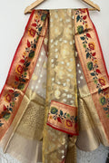 Elegant Pastel Banarasi Kota Tissue Paithani Dupatta with Design Border - Luxurion World