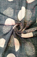 Black Block Printed Kalamkari Cotton Fabric (1 mtr) - Luxurion World