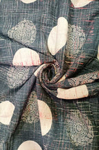 Black Block Printed Kalamkari Cotton Fabric (1 mtr) - Luxurion World