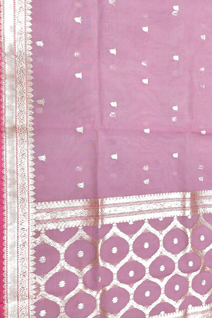 Pink Handloom Banarasi Pure Cotton Kadwa Booti Design Saree