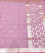 Pink Handloom Banarasi Pure Cotton Kadwa Booti Design Saree - Luxurion World