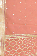Peach Handloom Banarasi Pure Cotton Kadwa Booti Design Saree - Luxurion World