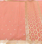 Peach Handloom Banarasi Pure Cotton Kadwa Booti Design Saree - Luxurion World