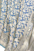 Grey Handloom Banarasi Pure Katan Silk Saree - Luxurion World