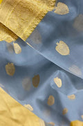 Grey Handloom Banarasi Pure Kora Silk Saree - Luxurion World