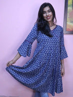 Indigo Cotton Angrakha Style Stitched Kurta - Luxurion World