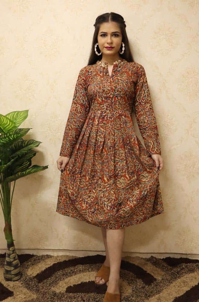 Kalamkari Printed Cotton Kurti - Luxurion World