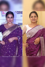 Purple Handloom Banarasi Pure Georgette Silver Zari Saree
