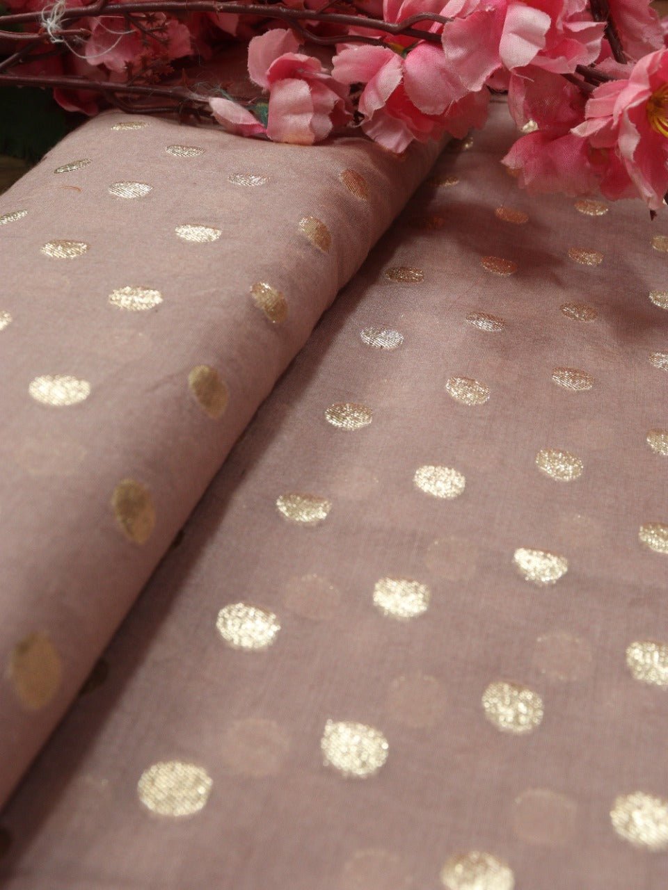 Pink Banarasi Chanderi Silk Fabric ( 1 Mtr) - Luxurion World