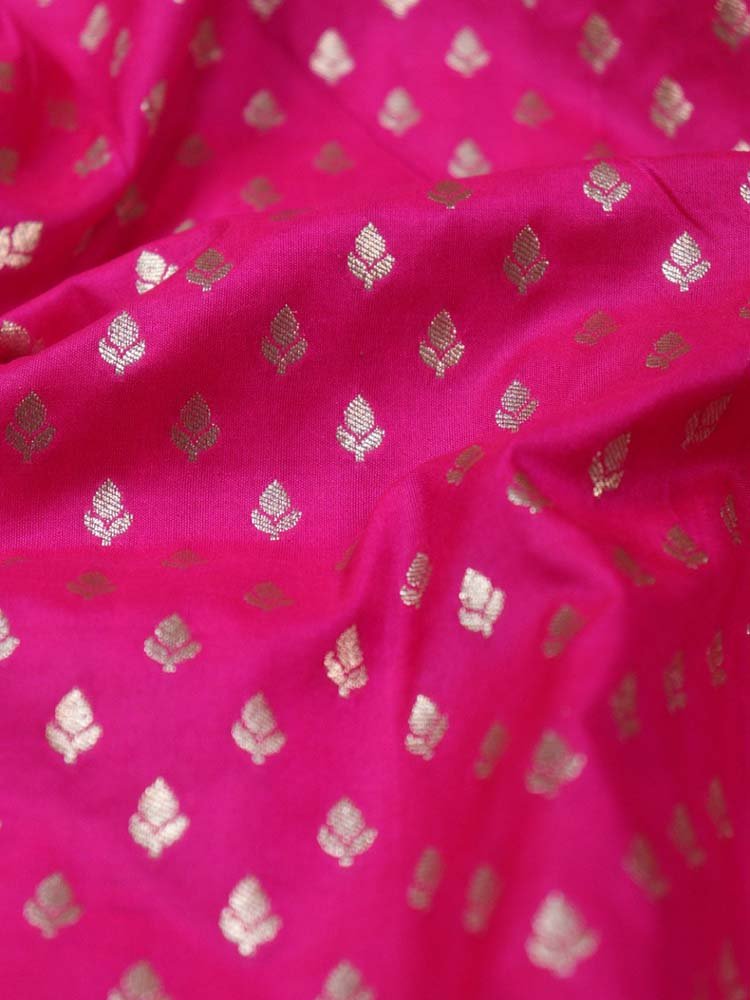 Pink Banarasi Silk Fabric ( 1 Mtr ) - Luxurion World