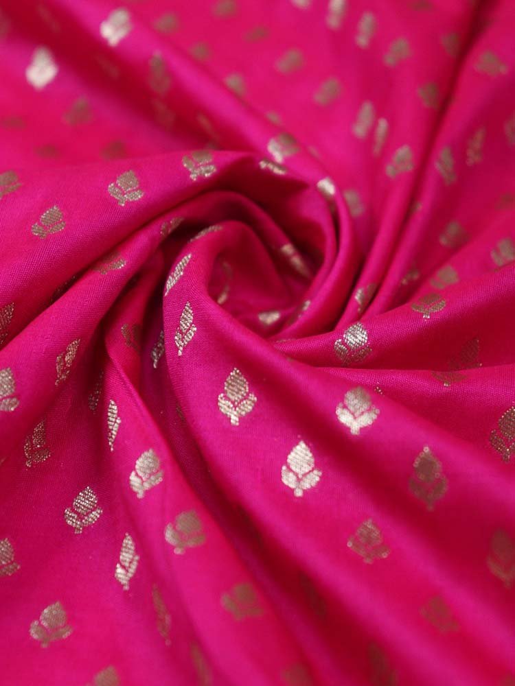 Pink Banarasi Silk Fabric ( 1 Mtr ) - Luxurion World