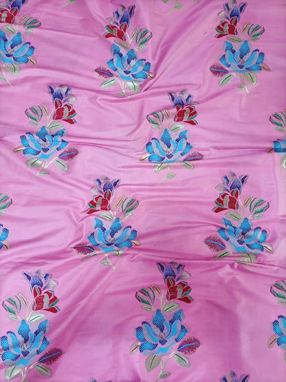 Stunning Pink Banarasi Silk Fabric - 5 Meters of Pure Elegance - Luxurion World