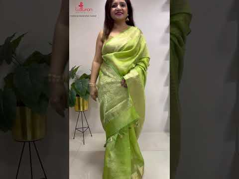 Exquisite Green Banarasi Crush Tissue Silk Saree - Luxurion World